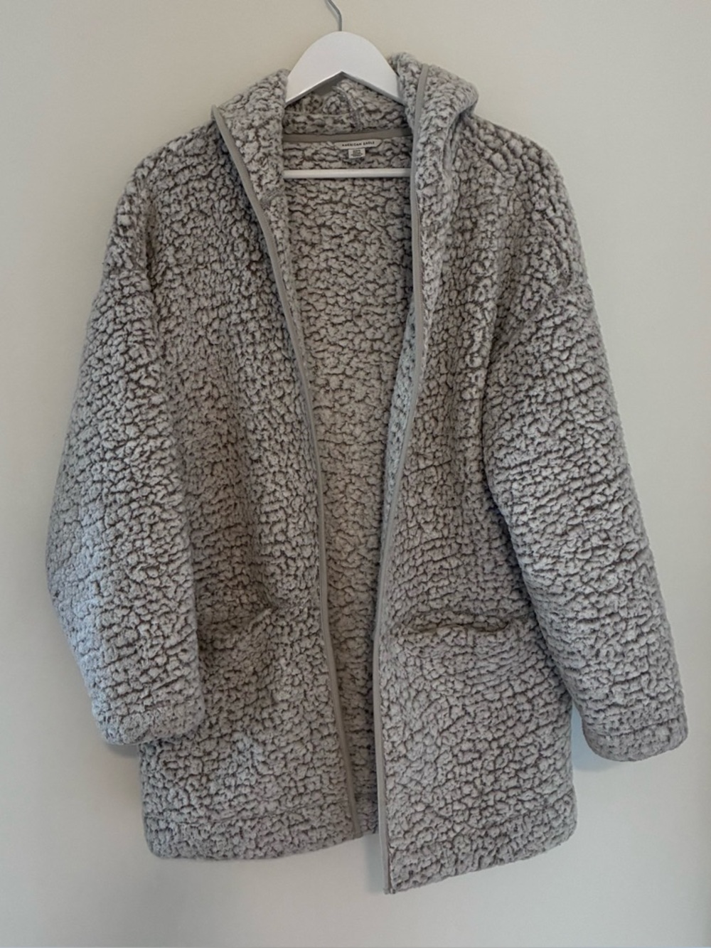 American Eagle Sherpa teddy plush open front jacket cardigan